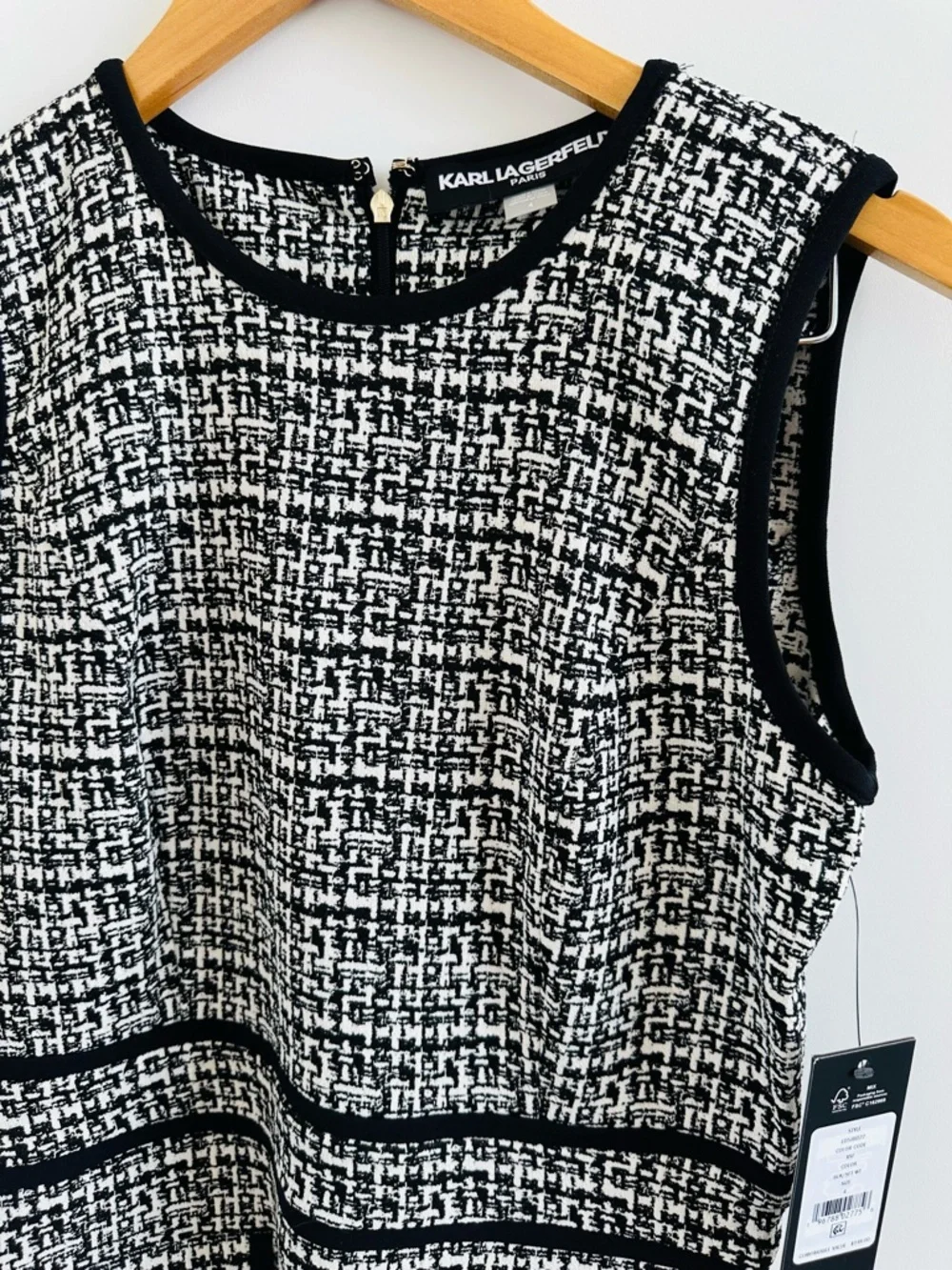 Karl Lagerfeld Black & White Tweed Mini Dress - Picture 6 of 9